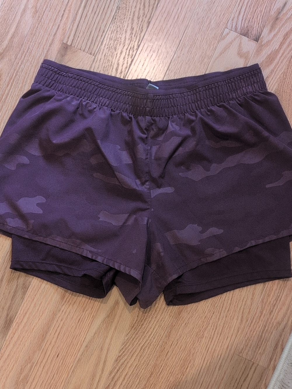 Women's Two-Layer Athletic  Shorts in Plum Camo